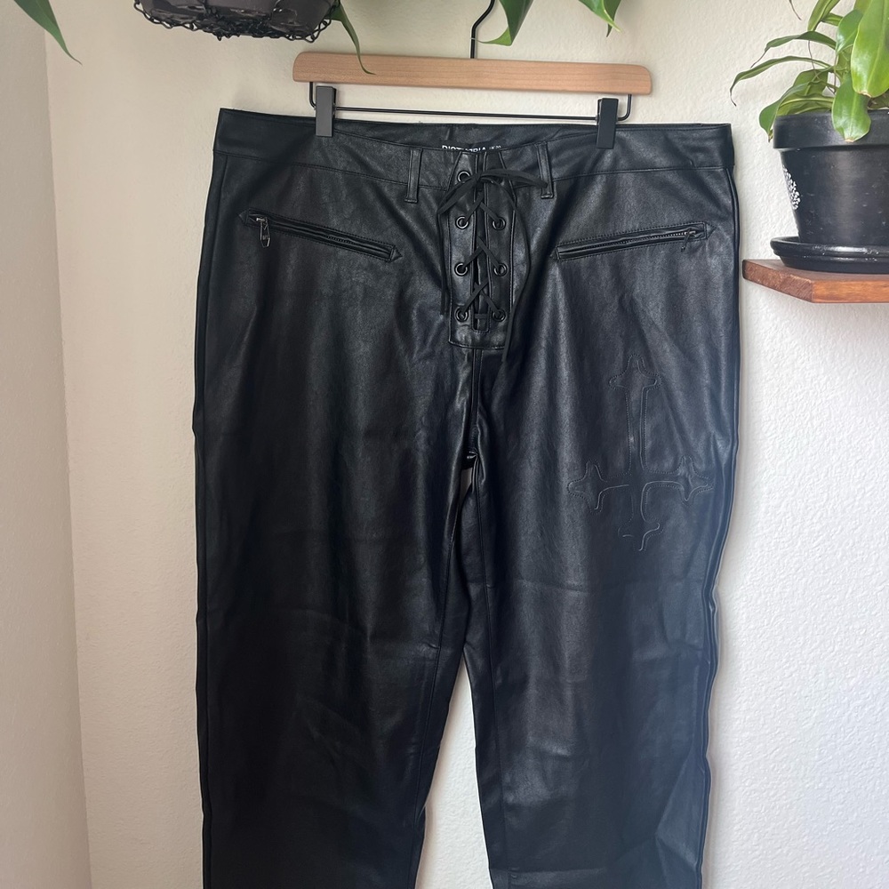 Disturbia Faux Leather Lace Up Pants NWT